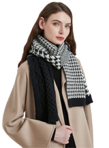 Thickened Warp Knitted Houndstooth Wool Scarf