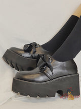 Bow-tied Muffin Thick Soles Thick Heels Shoes
