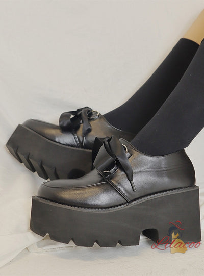 Bow-tied Muffin Thick Soles Thick Heels Shoes