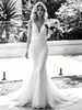White Mermaid V-neck Long Sleeve Wedding Dress