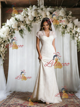 White Mermaid Lace Wedding Dress