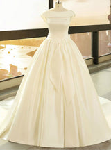 White Satin Backless Wedding Dress