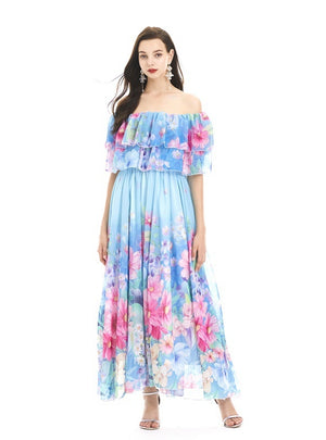Floral Printed Seaside Silm Waist Dress