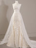 White Mermaid Tulle Lace Strapless Wedding Dress