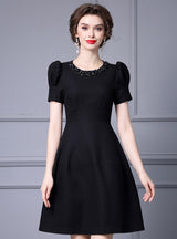 Black Short Sleeve Beading Mother Of The Bride Dress