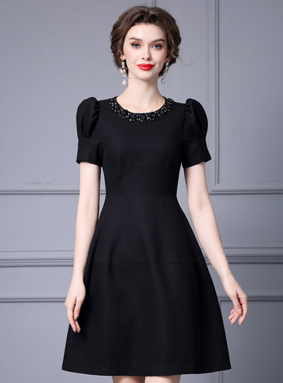 Black Short Sleeve Beading Mother Of The Bride Dress