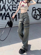 Retro High Waist Straight Slim Loose Pants