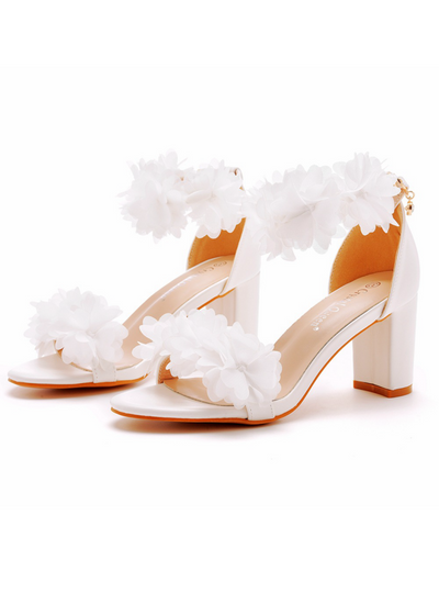 7 cm Round Head Flower High Heel Sandals