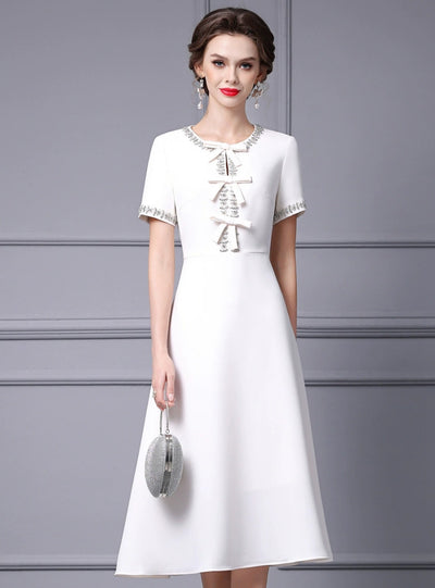 White Short Sleeve Mother of the Bride Dress