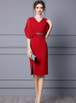 V-neck Split Mother Of The Bride Dress