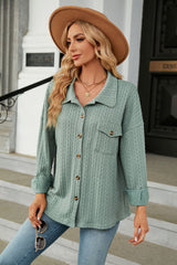 Solid Color Lapel Pocket Long Sleeve Coat