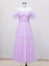 Purple Gauze Sling Tube Top Dress