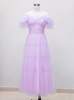 Purple Gauze Sling Tube Top Dress