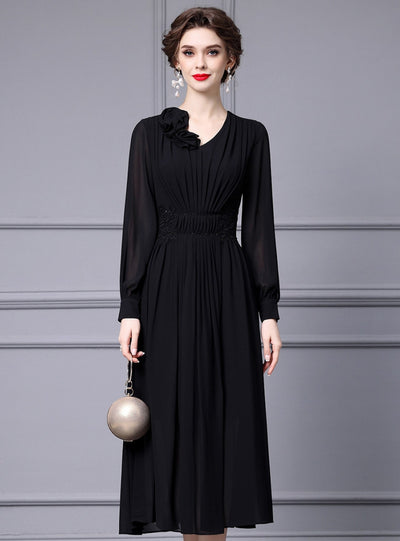 Black V-neck Mother Of The Bride Dress