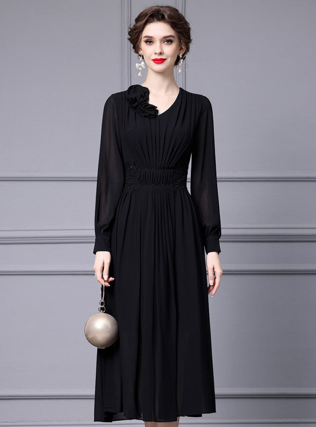 Black V-neck Mother Of The Bride Dress