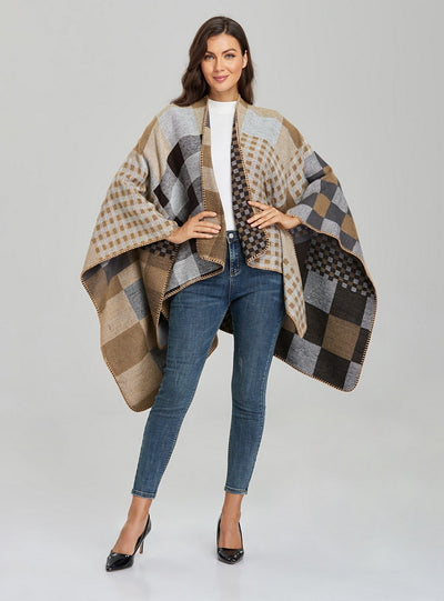 Fashion Cashmere Split Warm Shawl Cloak