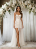 White Lace Spaghetti Straps Wedding Dress