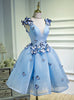 Blue V-neck Butterfly Homecoming Dress