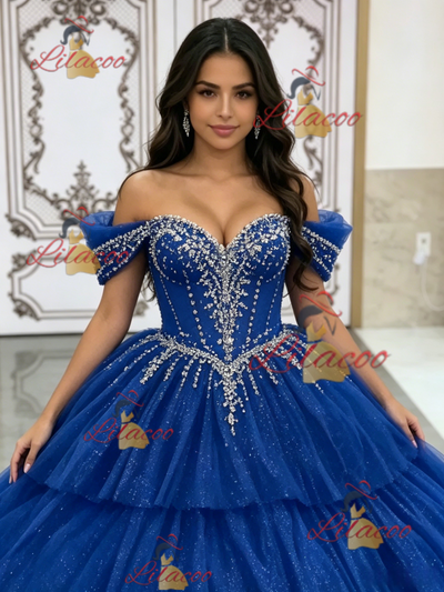 Yellow Tulle Off the Shoulder Beading Quinceanera Dress