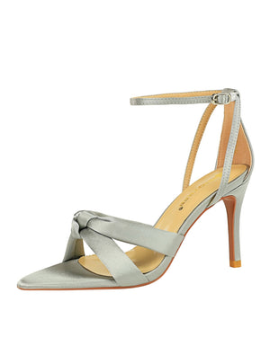 Thin high-heeled Satin Crossed Open-toed Sandals