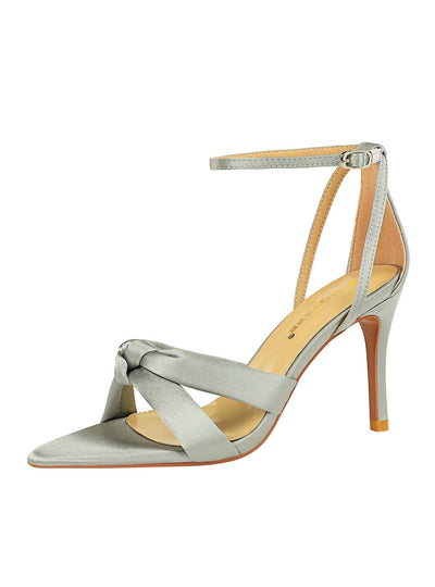Thin high-heeled Satin Crossed Open-toed Sandals