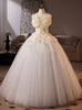 White Tulle Strapless 3D Flower Wedding Dress