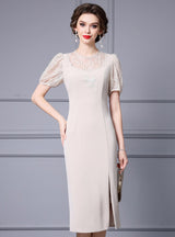 Apricot Lace Split Mother Of The Bride Dress