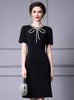 Black Short Sleeve Beading Mother Of The Bride Dress