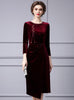 Burgundy Velvet Mother Of The Bride Dress