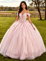 Pink Tulle Appliques Quinceanera Dress