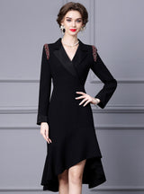 Black V-neck Long Sleeve Mother Of The Bride Dress