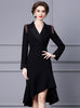 Black V-neck Long Sleeve Mother Of The Bride Dress