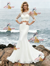 White Mermaid Two Piece Lace Wedding Dress