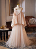 Champagne Tulle Backless Pleats Wedding Dress