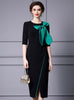 Black Short Sleeve Split Mother Of The Bride Dress