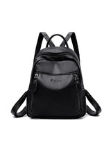Solid Color Outdoor Soft Leather Backpack