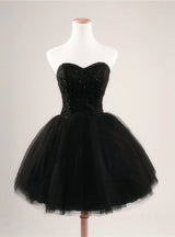 Black Tulle Lace Strapless Homecoming Dress