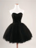 Black Tulle Lace Strapless Homecoming Dress