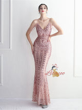 Sequins Mermaid Spaghetti Straps Beading Prom Dress