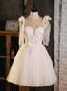 Ivory White Tulle Pleats Homecoming Dress