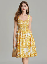 Retro Palace Printed Suspender Dress