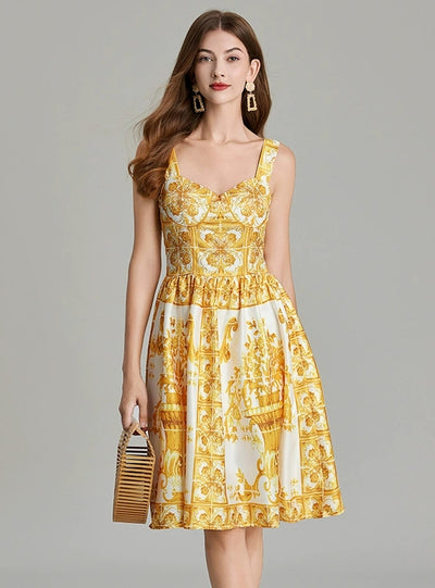 Retro Palace Printed Suspender Dress