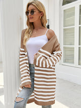 Long Casual Striped Loose Long Sleeve Coat Sweater