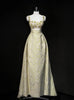 Green Straps Flower Beading Prom Dress