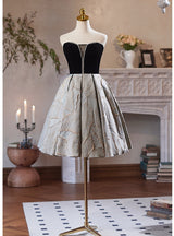 A-Line Black Velvet Homecoming Dress
