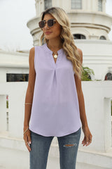 Solid Color Chiffon Shirt V-neck Vest