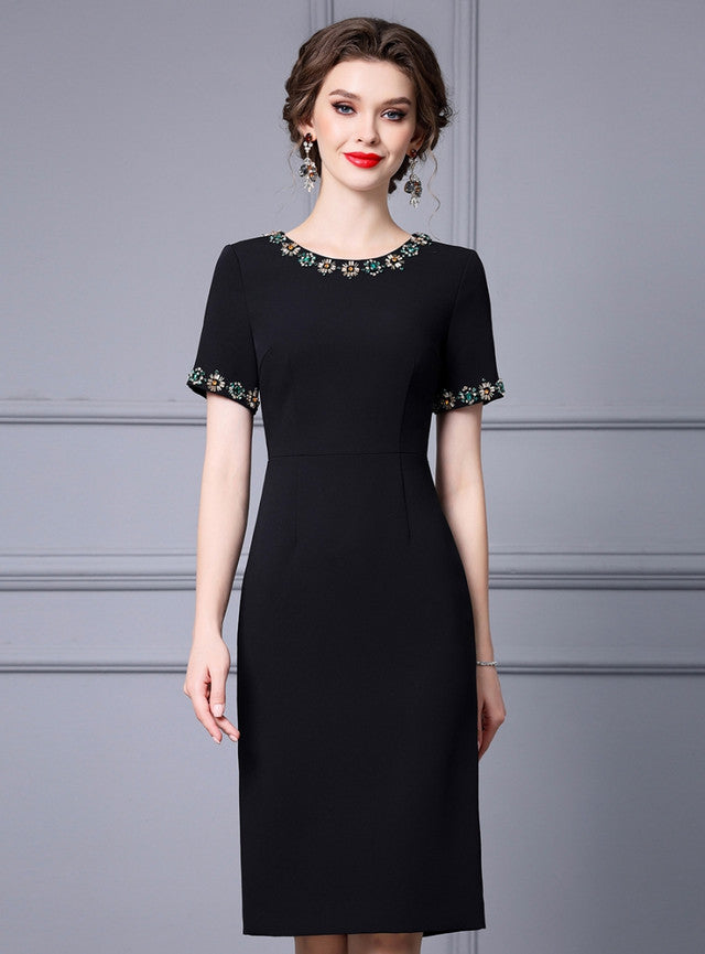 Black Short Sleeve Mother Of The Bride Dress