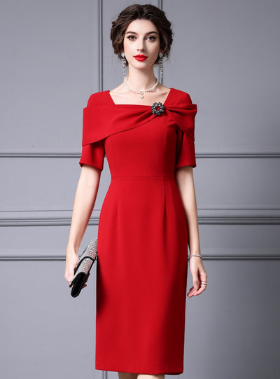 Black Square Neck Mother Of The Bride Dress