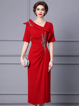 Short Sleeve Split Mother Of The Bride Dress