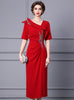 Short Sleeve Split Mother Of The Bride Dress